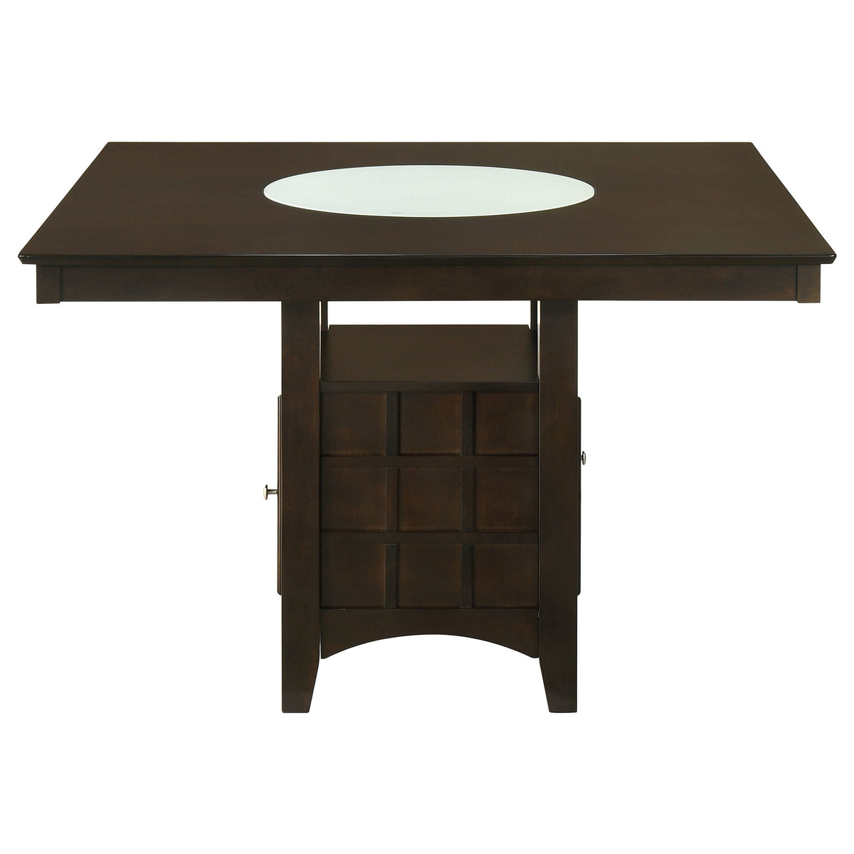 Gabriel 51-inch Square Counter Height Dining Table with Lazy Susan and Wine Storage Cappuccino