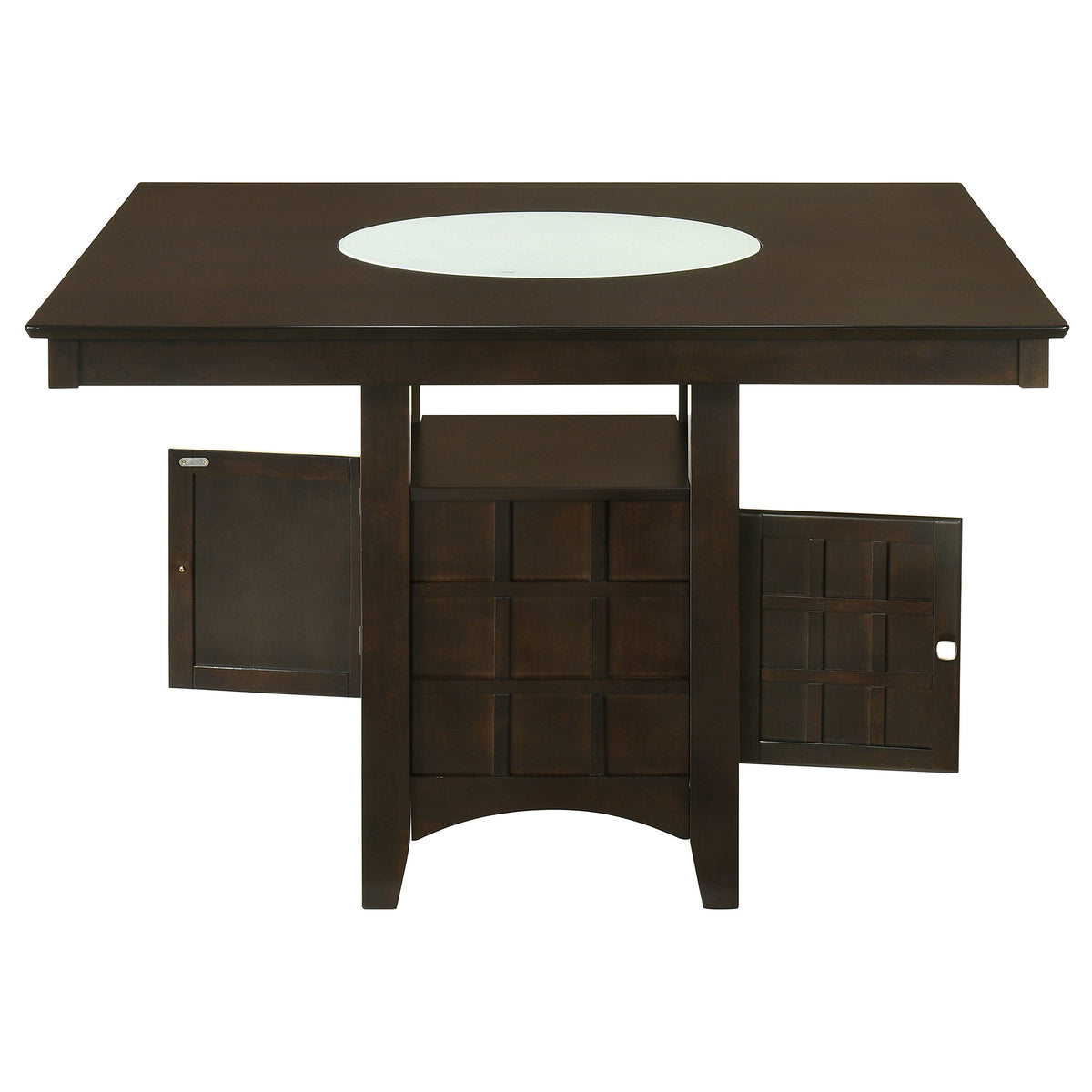 Gabriel 51-inch Square Counter Height Dining Table with Lazy Susan and Wine Storage Cappuccino
