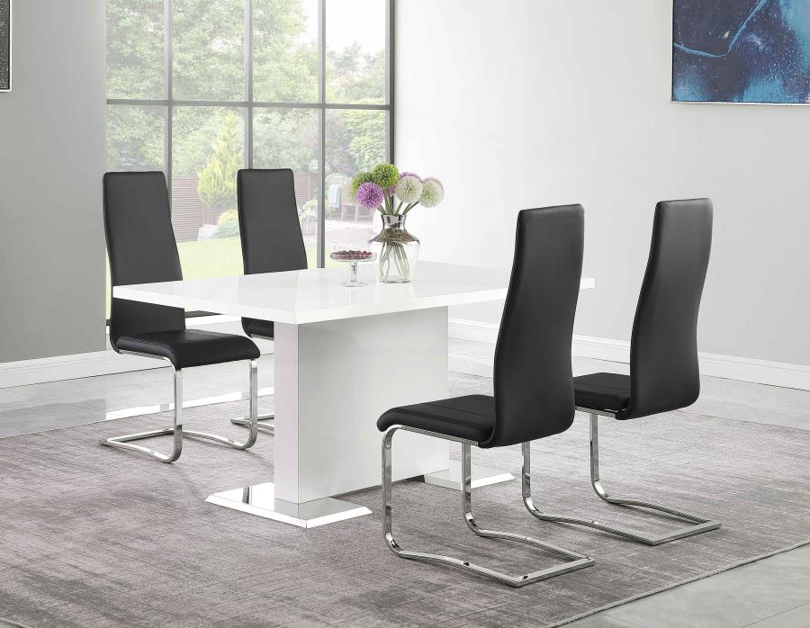 Montclair High Back Leatherette Dining Chairs Black And Chrome Set Of 4