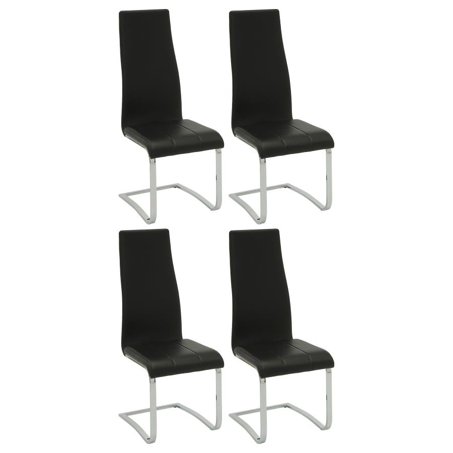 Montclair High Back Leatherette Dining Chairs Black And Chrome Set Of 4