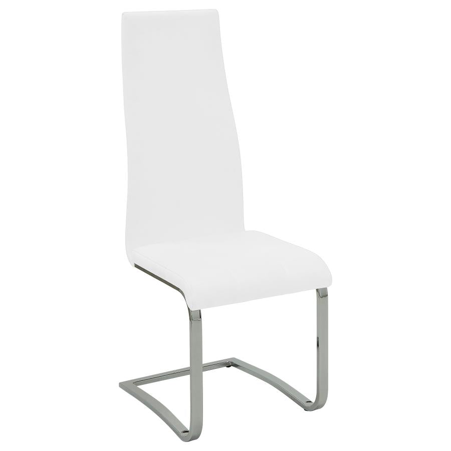 Montclair High Back Leatherette Dining Chairs White And Chrome Set Of 4