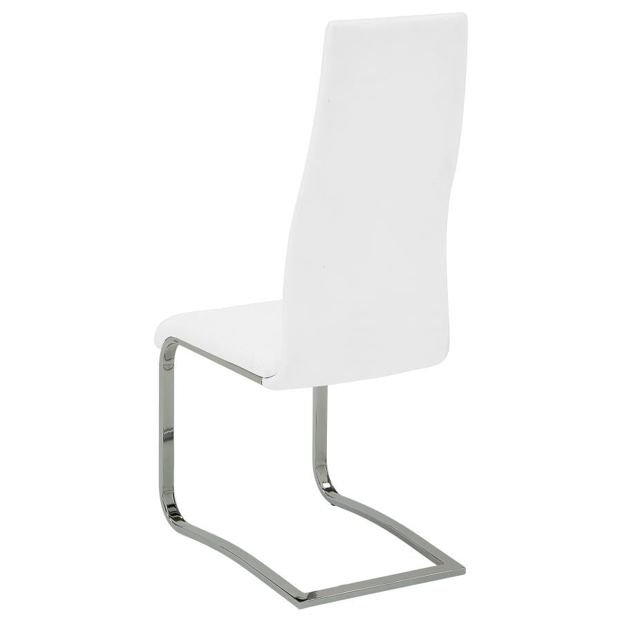 Montclair High Back Leatherette Dining Chairs White And Chrome Set Of 4