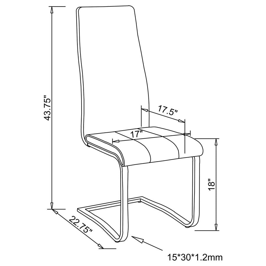 Montclair High Back Leatherette Dining Chairs White And Chrome Set Of 4