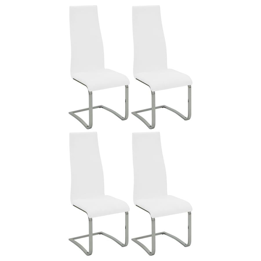 Montclair High Back Leatherette Dining Chairs White And Chrome Set Of 4