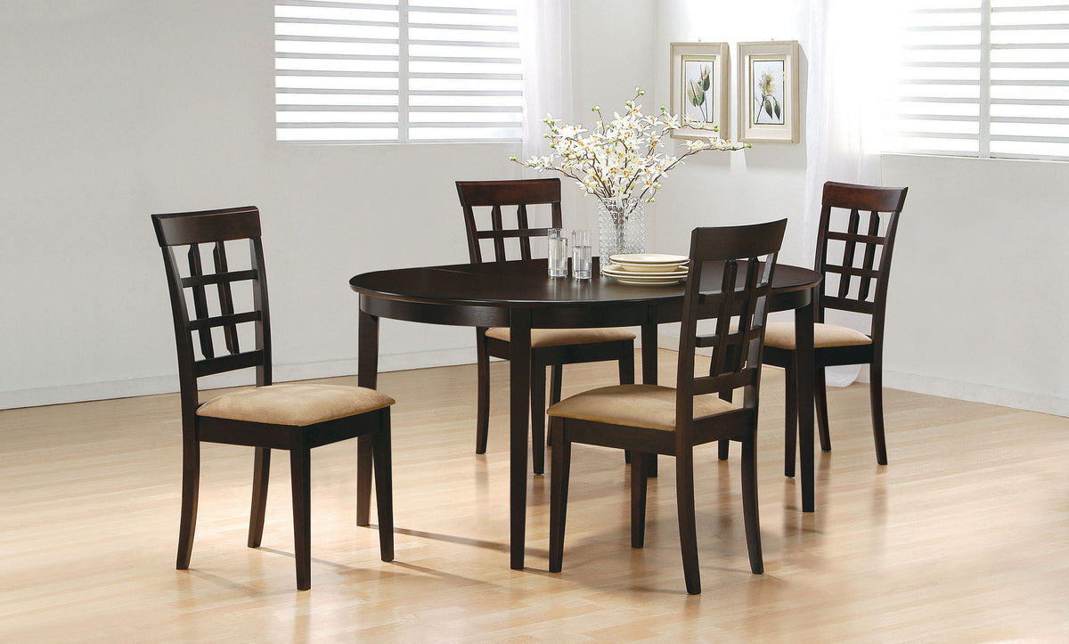 Gabriel 5-piece Oval Extension Leaf Dining Set with Lattice Back Chairs Cappuccino
