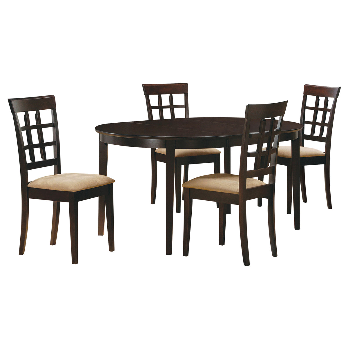 Gabriel 5-piece Oval Extension Leaf Dining Set with Lattice Back Chairs Cappuccino