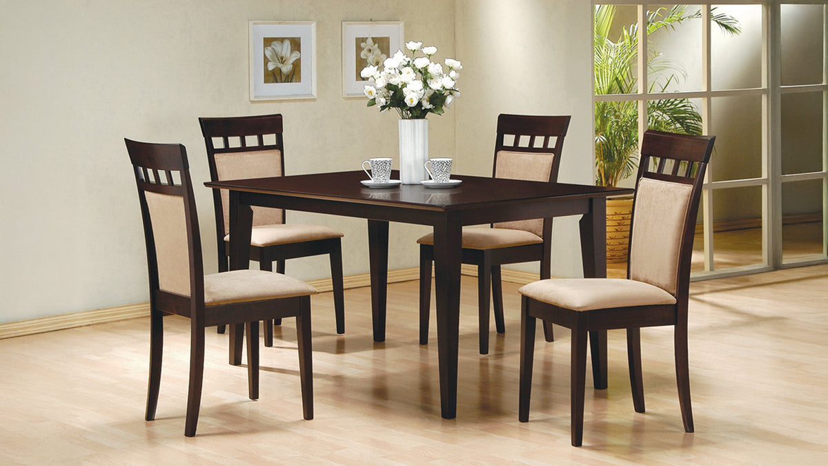 Gabriel 5-piece 59-inch Rectangular Dining Set with Closed Back Chairs Cappuccino