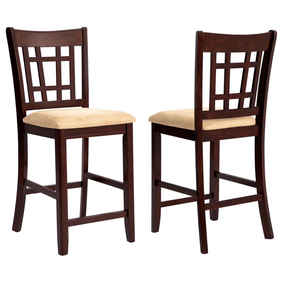 Lavon 24″ Counter Lattice back Dining Stools Tan And Brown (Set Of 2)