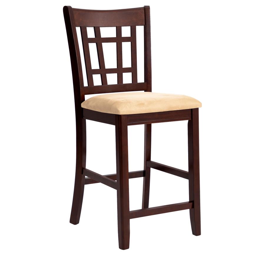 Lavon 24″ Counter Lattice back Dining Stools Tan And Brown (Set Of 2)