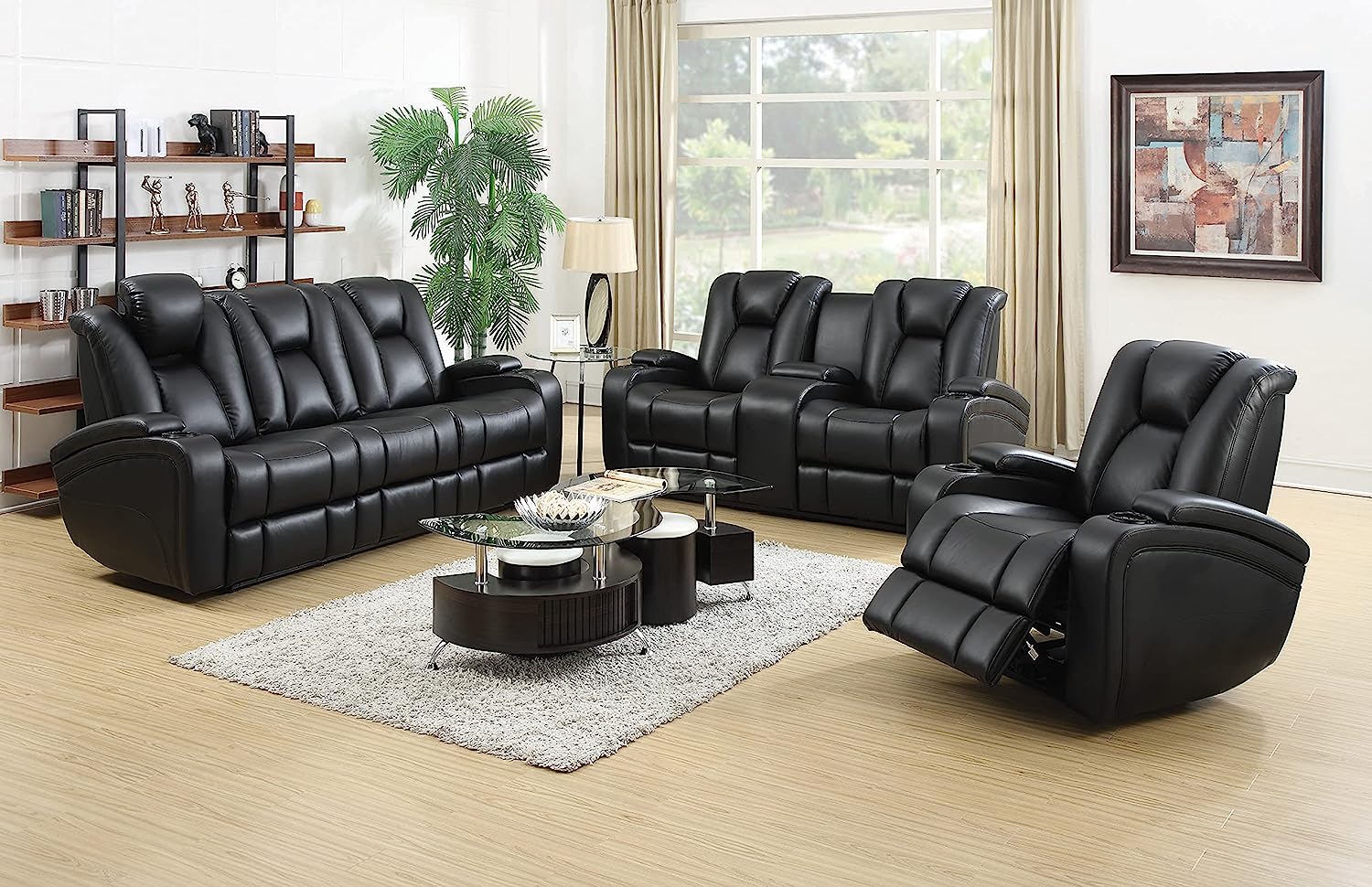 Coaster Furniture Delange Reclining Power Sofa with Adjustable Headrests and Storage in Armrests Black