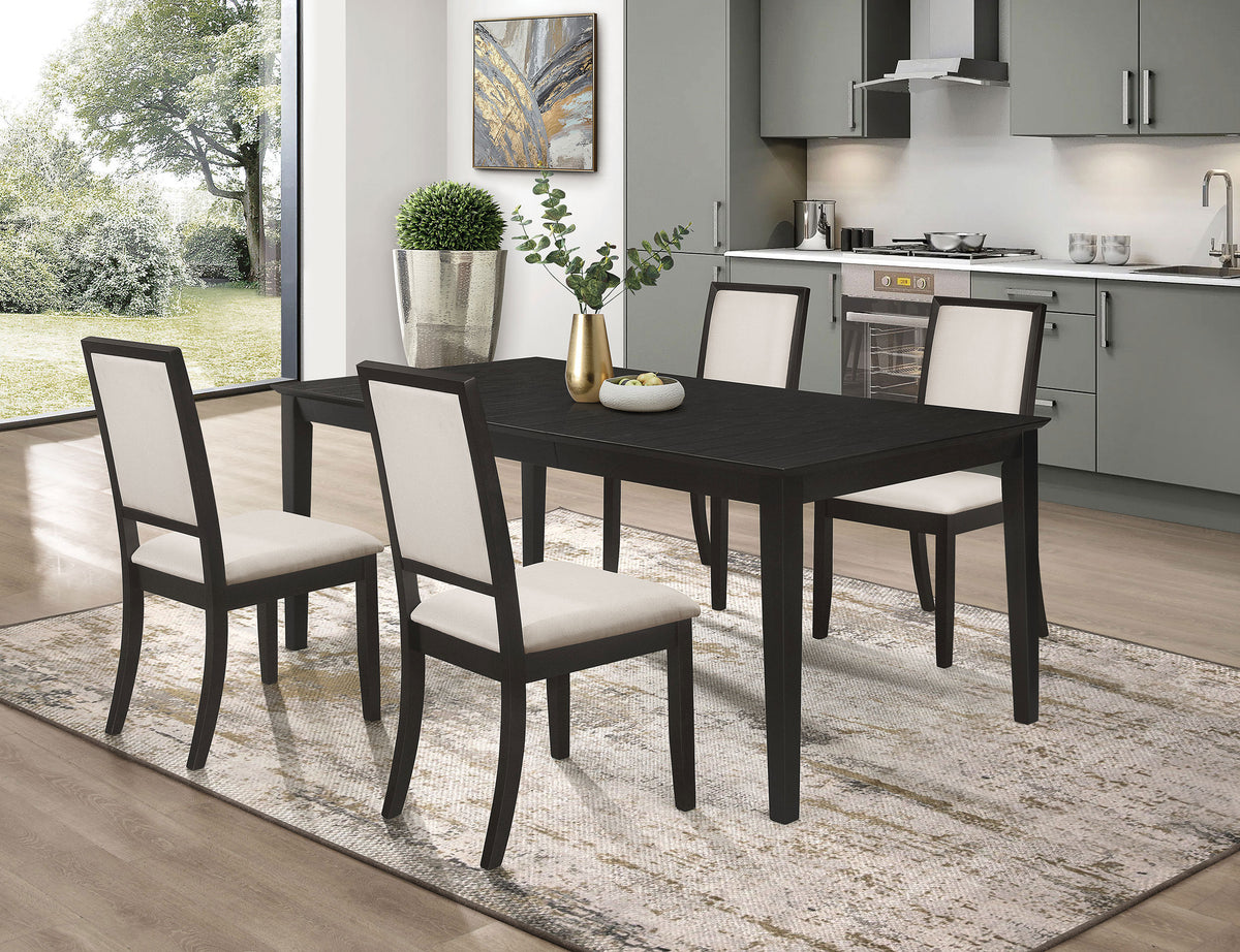 Louise 5-piece Rectangular Extension Dining Set Black and Cream