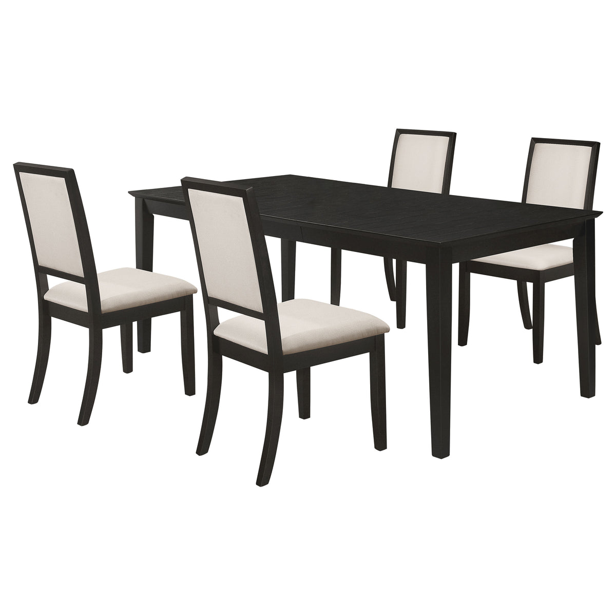 Louise 5-piece Rectangular Extension Dining Set Black and Cream