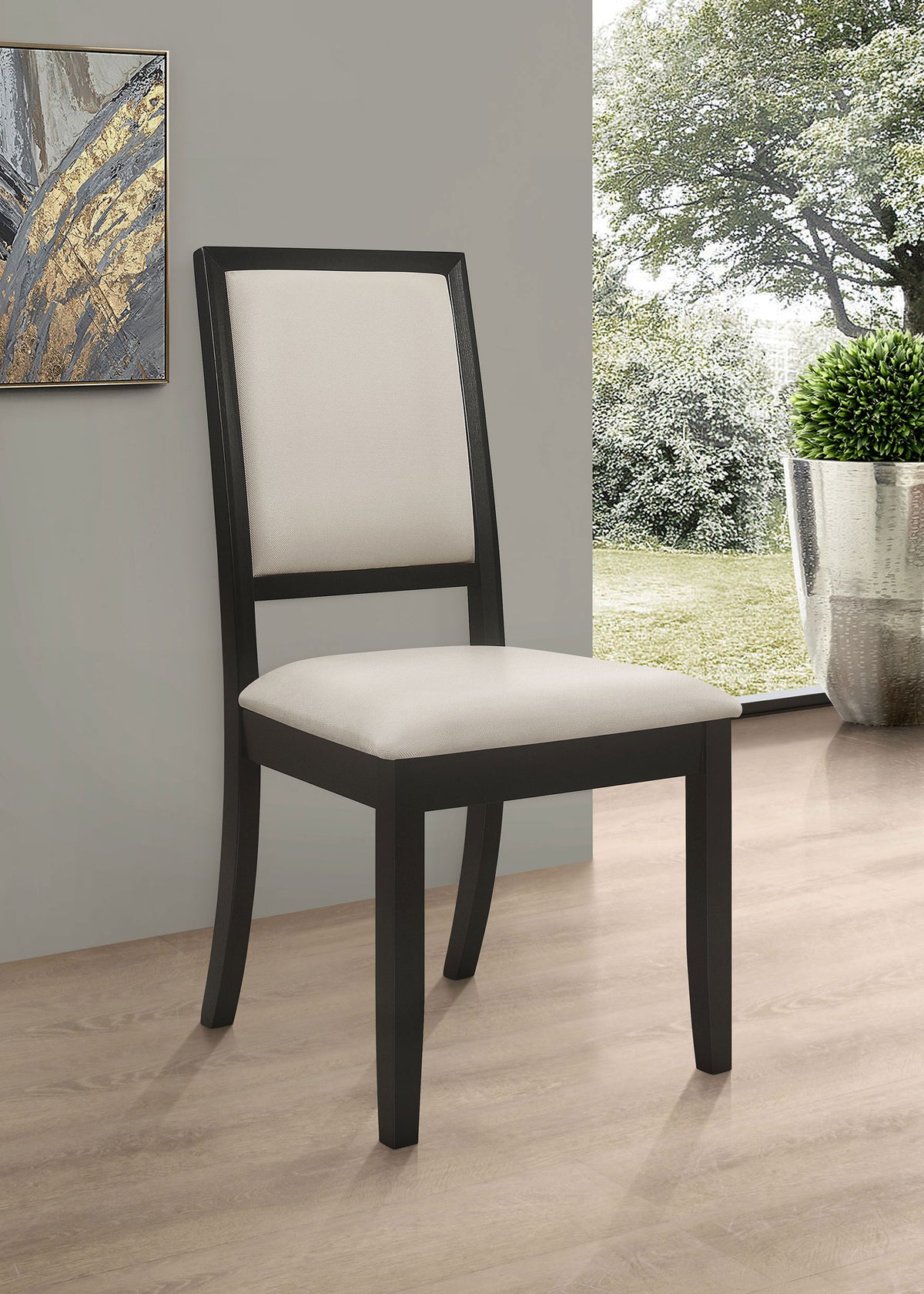 Louise Upholstered Dining Side Chairs (Set of 2) Cream and Black
