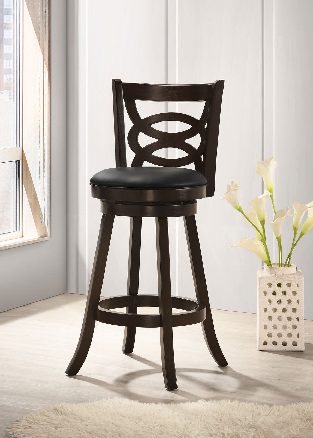 Calecita Wood Swivel Bar Chairs (Set of 2) Cappuccino