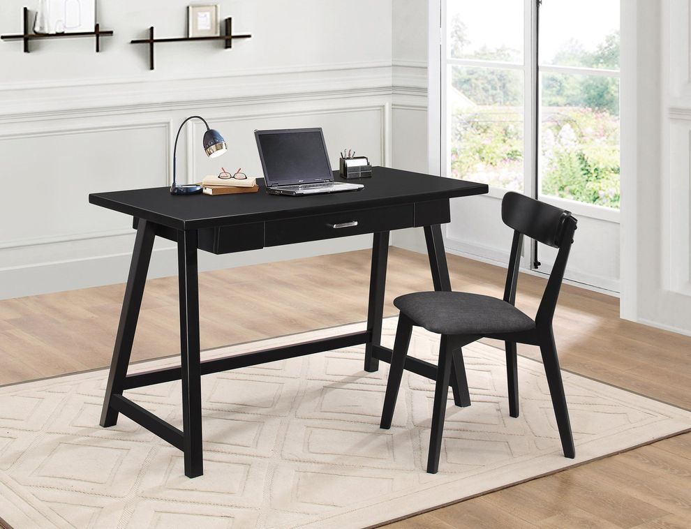 2 PC Black Home Youth Desk With Drawer and Chair Set