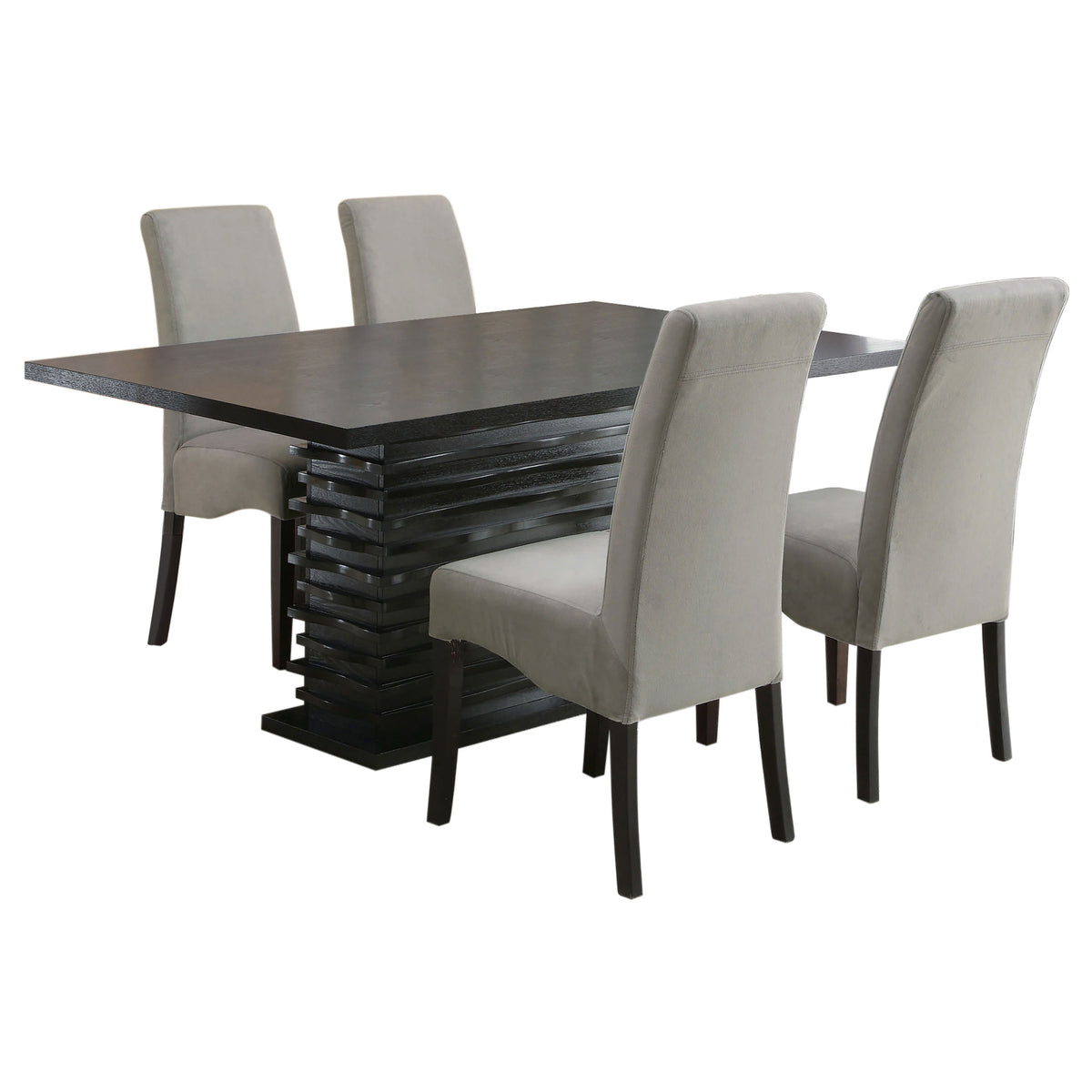 Stanton 5-piece Rectangular Pedestal Dining Set Black and Grey