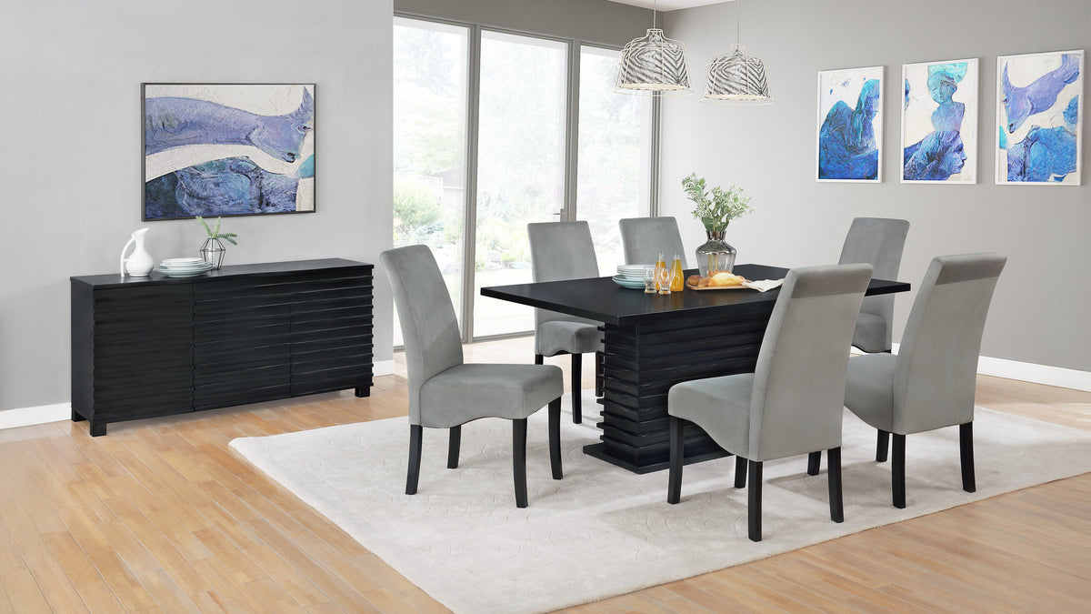 Stanton 7-piece Rectangular Pedestal Dining Set Black and Grey