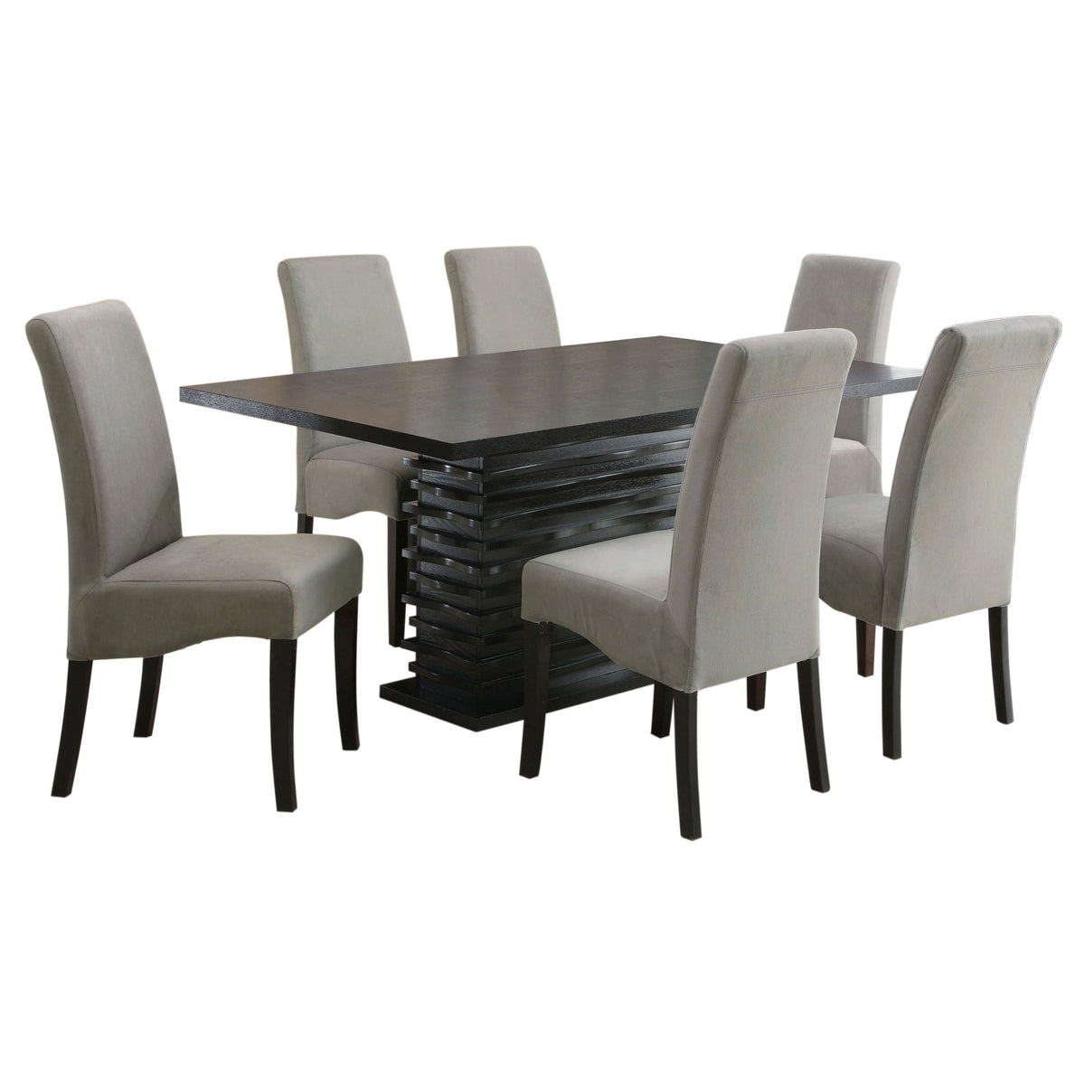 Stanton 7-piece Rectangular Pedestal Dining Set Black and Grey