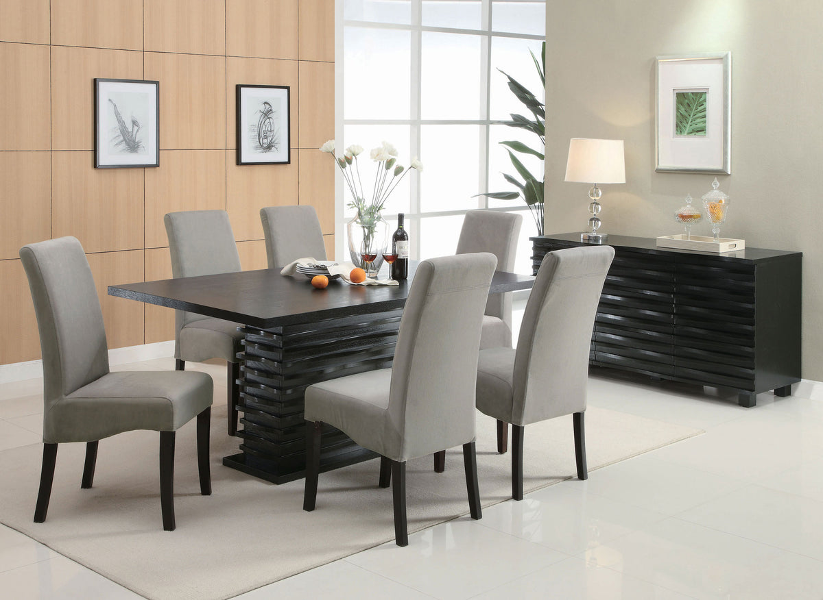 Stanton 66-inch Rectangular Dining Table with Sculptural Pedestal Base Black