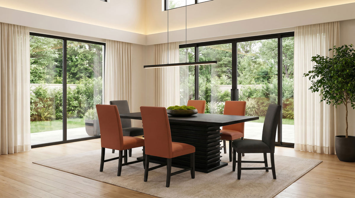 Stanton 66-inch Rectangular Dining Table with Sculptural Pedestal Base Black