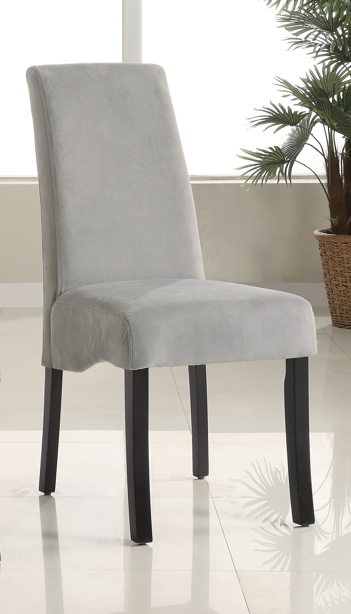Stanton Velvet Upholstered Dining Side Chairs (Set of 2) Grey and Black