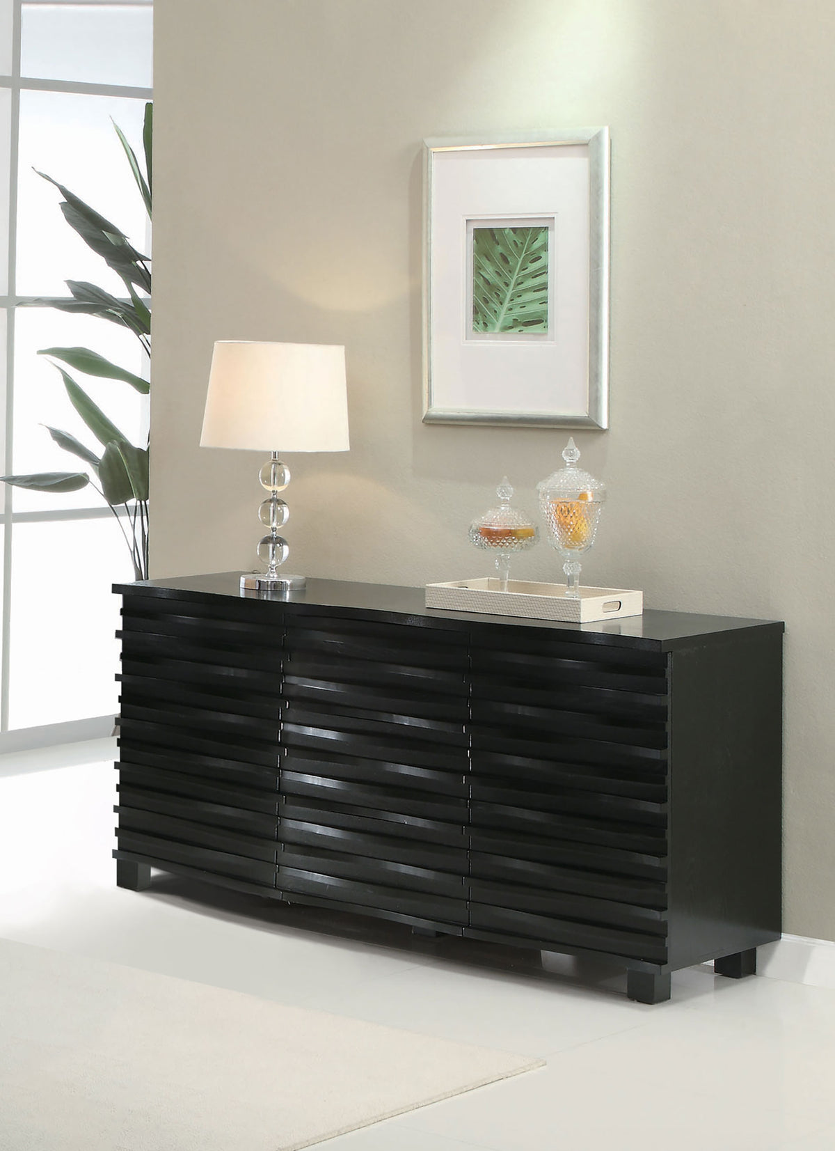 Stanton 3-drawer Wave-Front Sideboard Buffet Black