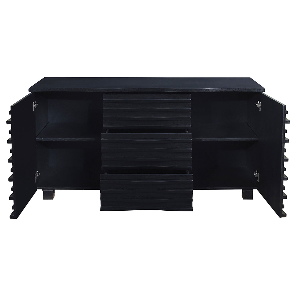 Stanton 3-drawer Wave-Front Sideboard Buffet Black