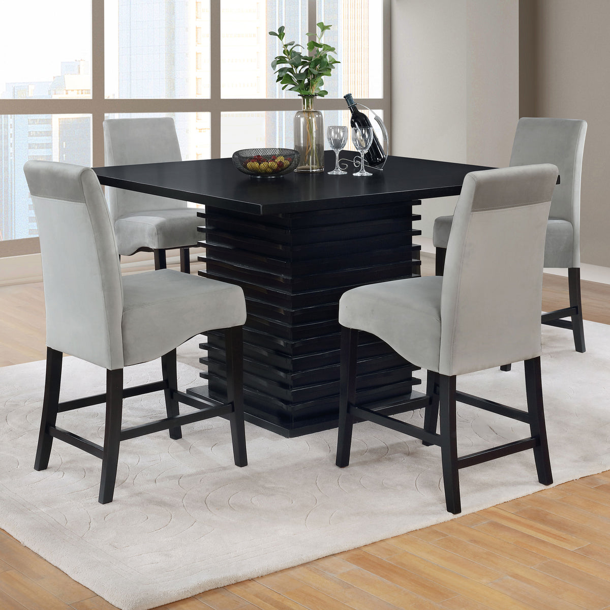 Stanton 5-piece Square Counter Height Dining Set Black and Grey