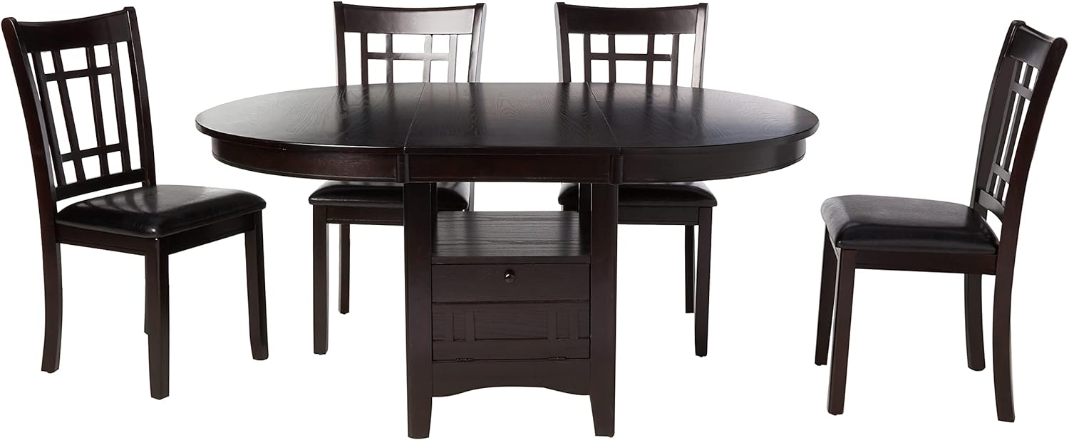 5 PC Oval Dining Room Table and Upholstered Chairs In Espresso