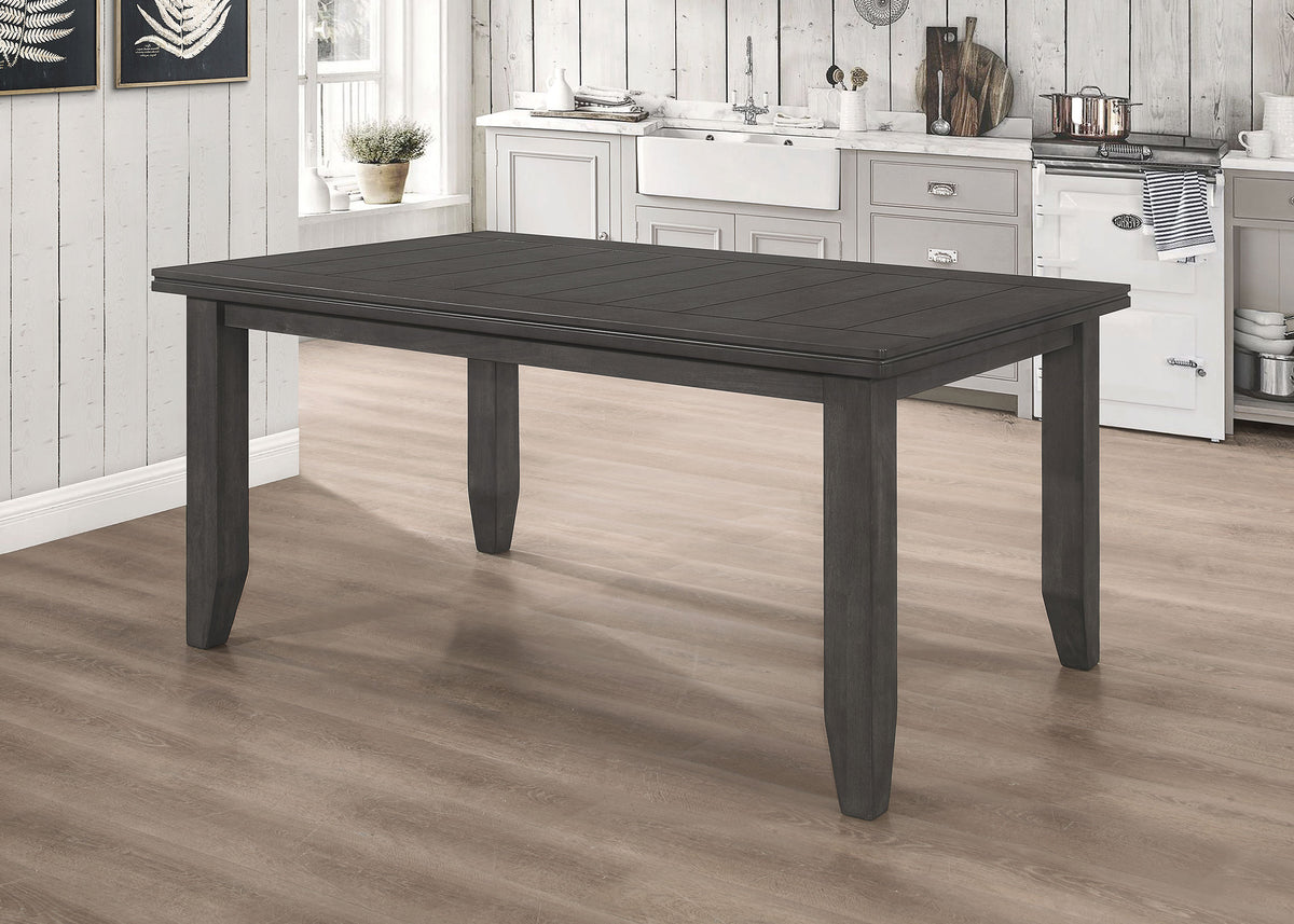 Dalila 66-inch Rectangular Plank Top Dining Table Dark Grey