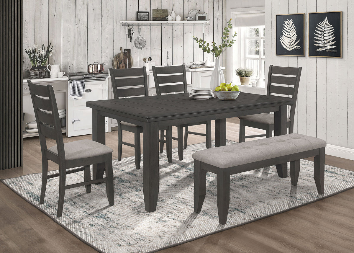 Dalila 66-inch Rectangular Plank Top Dining Table Dark Grey