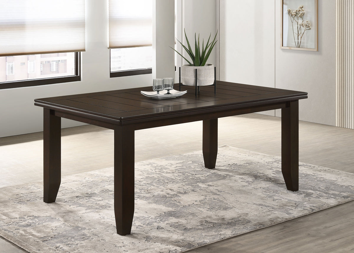 Dalila 66-inch Rectangular Plank Top Dining Table Cappuccino