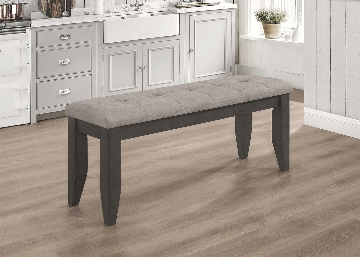 Dalila Button Tufted Dining Bench Grey and Dark Grey