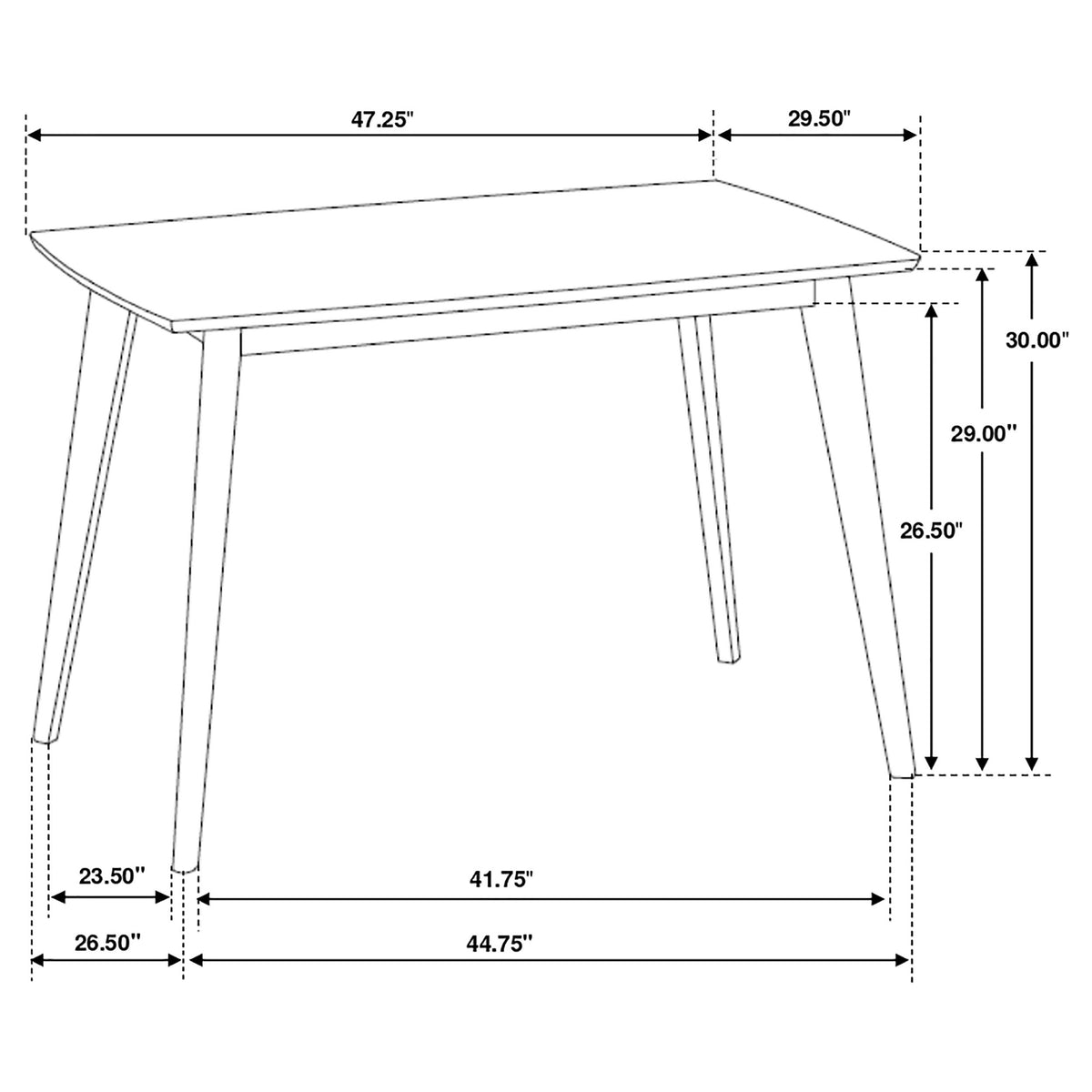 Kersey 47-inch Rectangular Mid-Century Dining Table Chestnut