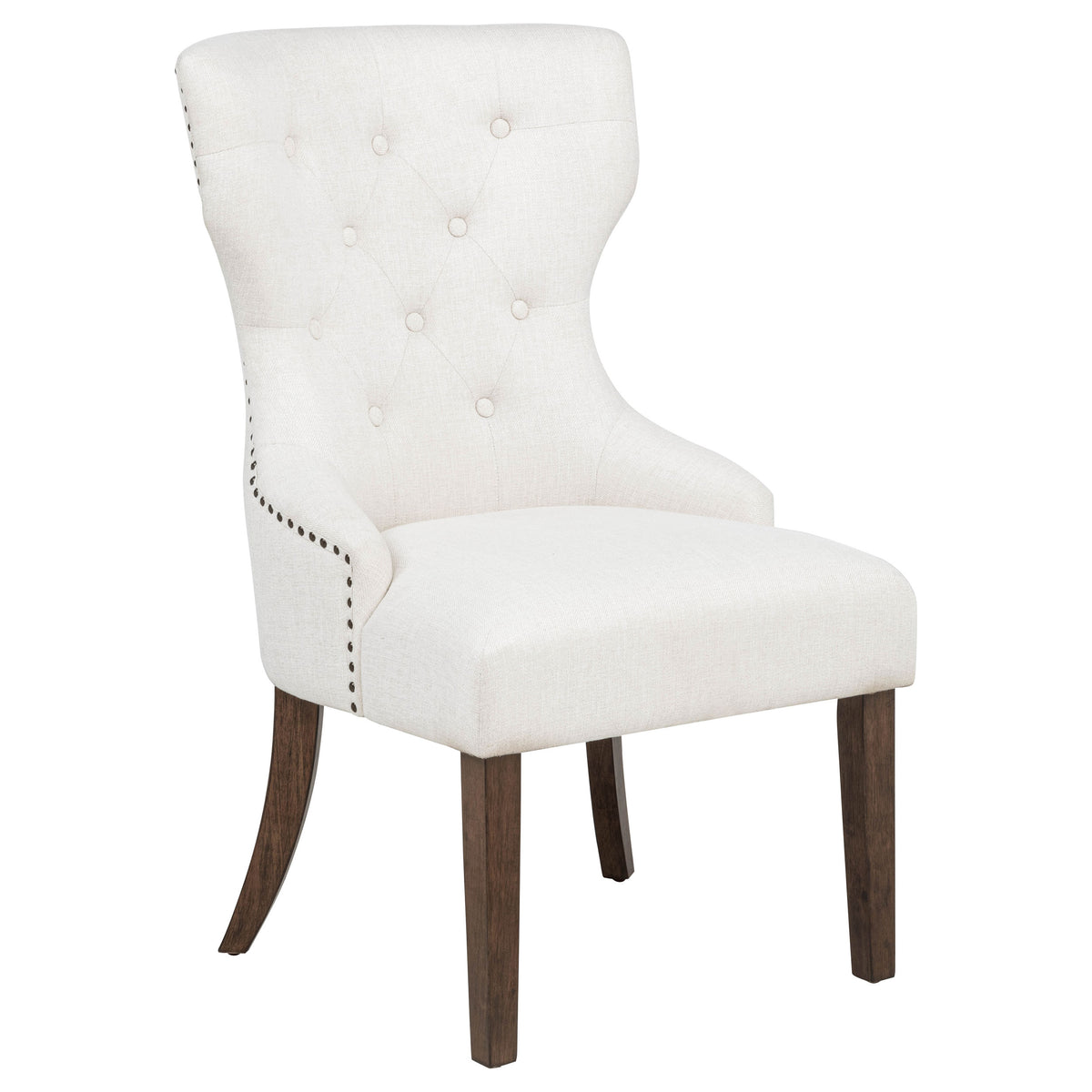 Baney Button-Tufted Wingback Dining Side Chair Beige and Dark Oak