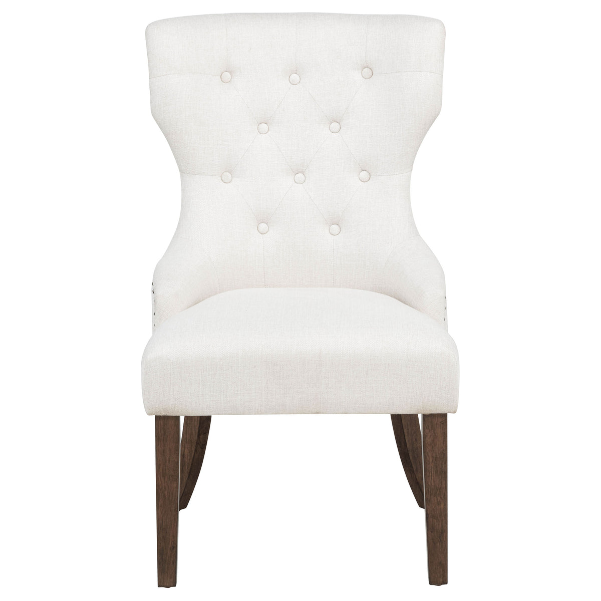 Baney Button-Tufted Wingback Dining Side Chair Beige and Dark Oak