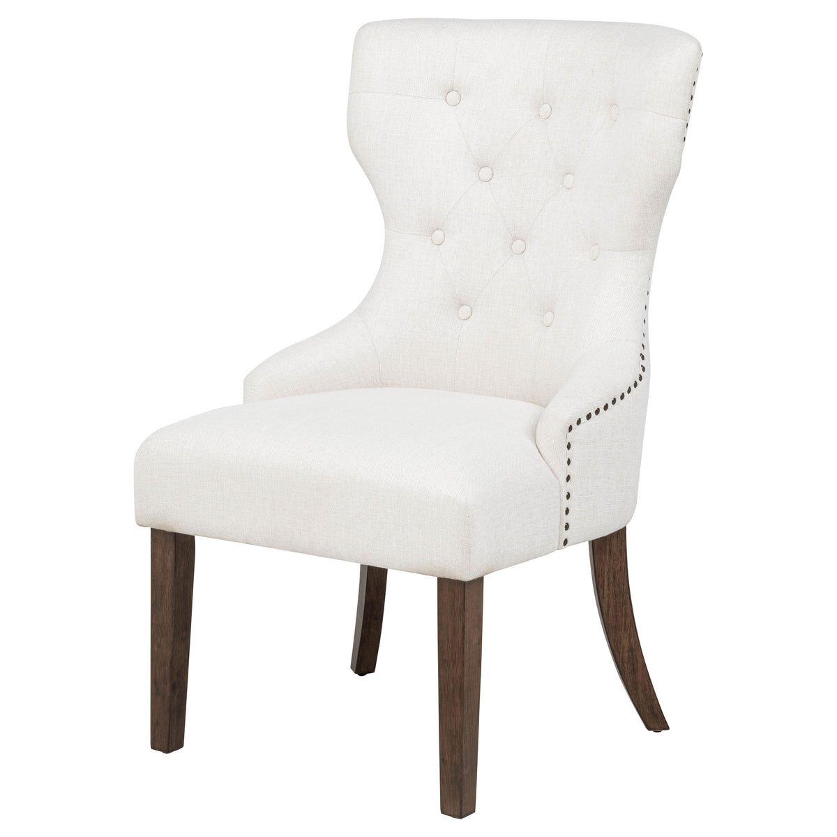 Baney Button-Tufted Wingback Dining Side Chair Beige and Dark Oak