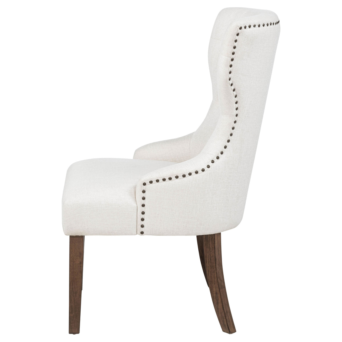 Baney Button-Tufted Wingback Dining Side Chair Beige and Dark Oak