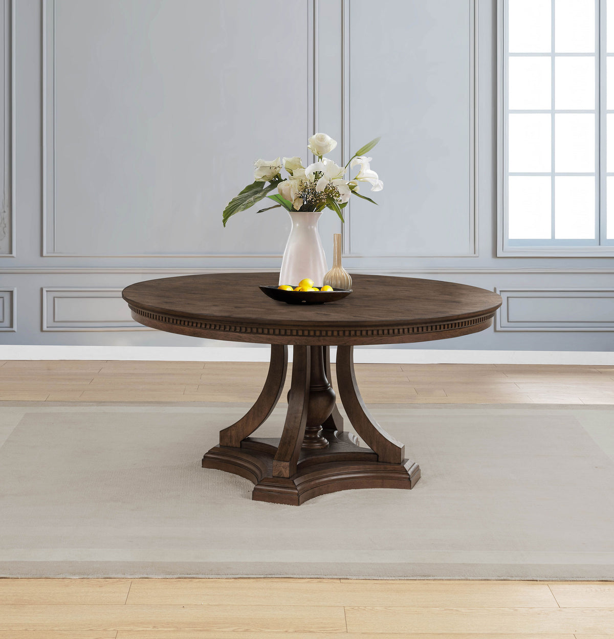 Ridgewell 60-inch Round Pedestal Dining Table Dark Oak