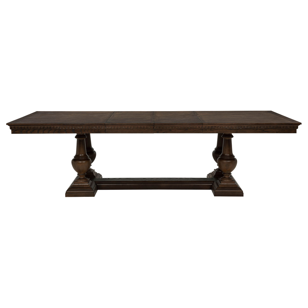Ridgewell 9-piece Rectangular Trestle Dining Set Dark Oak and Beige