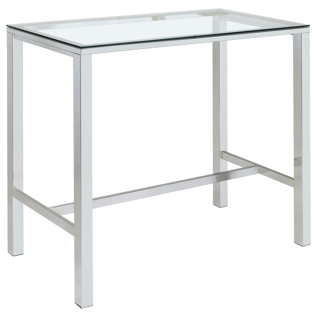 Tolbert 47-inch Rectangular Glass Top Bar Table Chrome