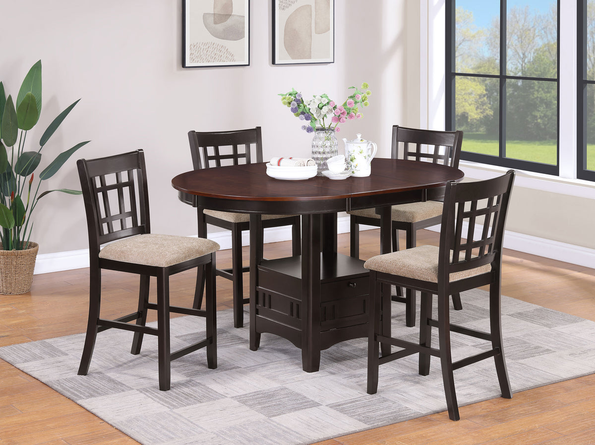 Lavon 5-piece Oval Counter Height Dining Set Light Chestnut and Espresso