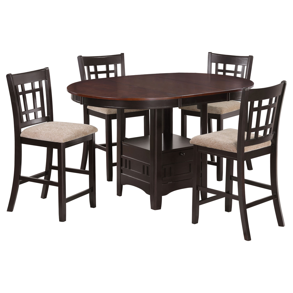Lavon 5-piece Oval Counter Height Dining Set Light Chestnut and Espresso