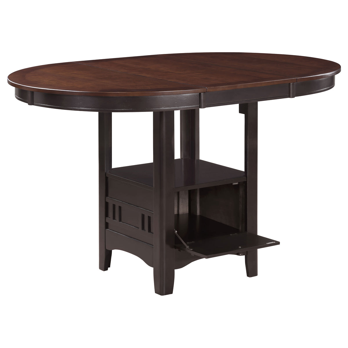 Lavon Oval 60-inch Counter Height Extension Dining Table Light Chestnut and Espresso