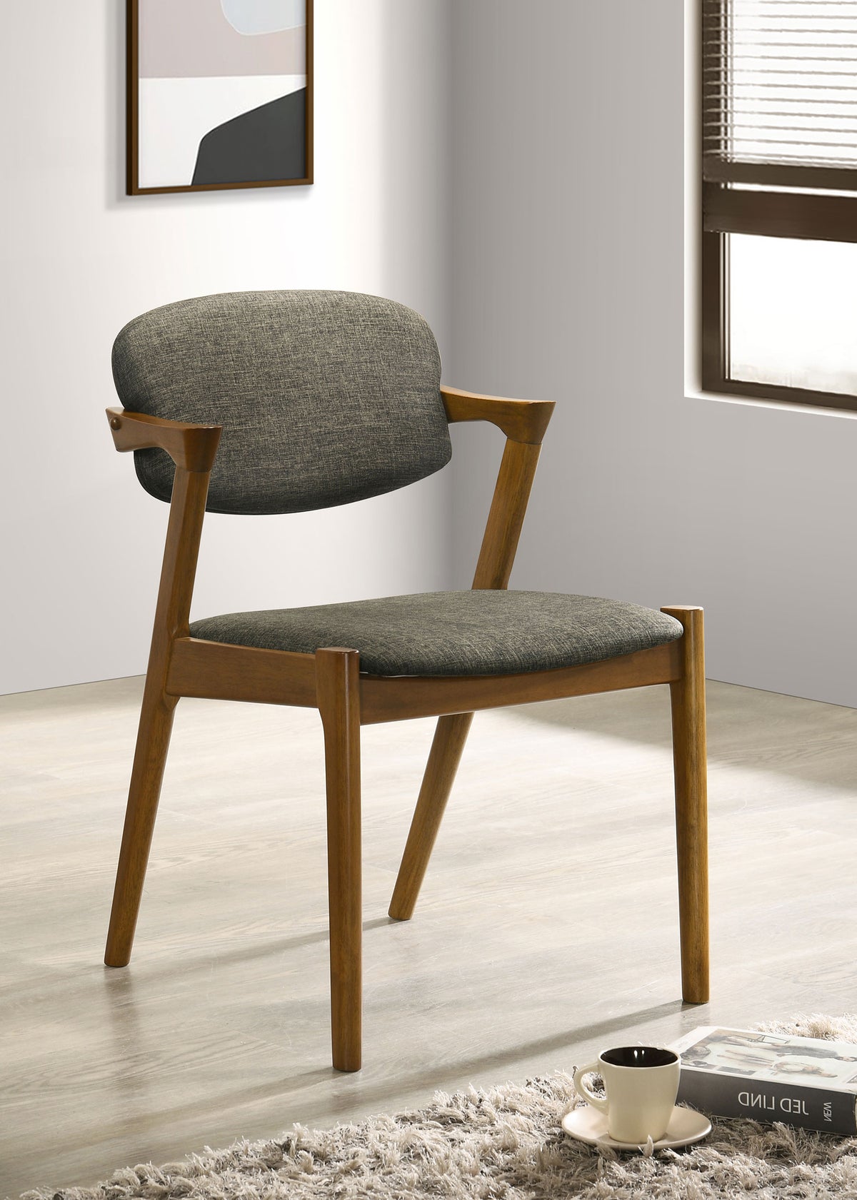 Malone Padded Z-Frame Dining Arm Chairs (Set of 2) Dark Walnut and Brown
