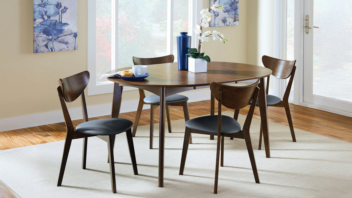 Jedda 5-piece Round to Oval Extension Dining Set Dark Walnut and Black