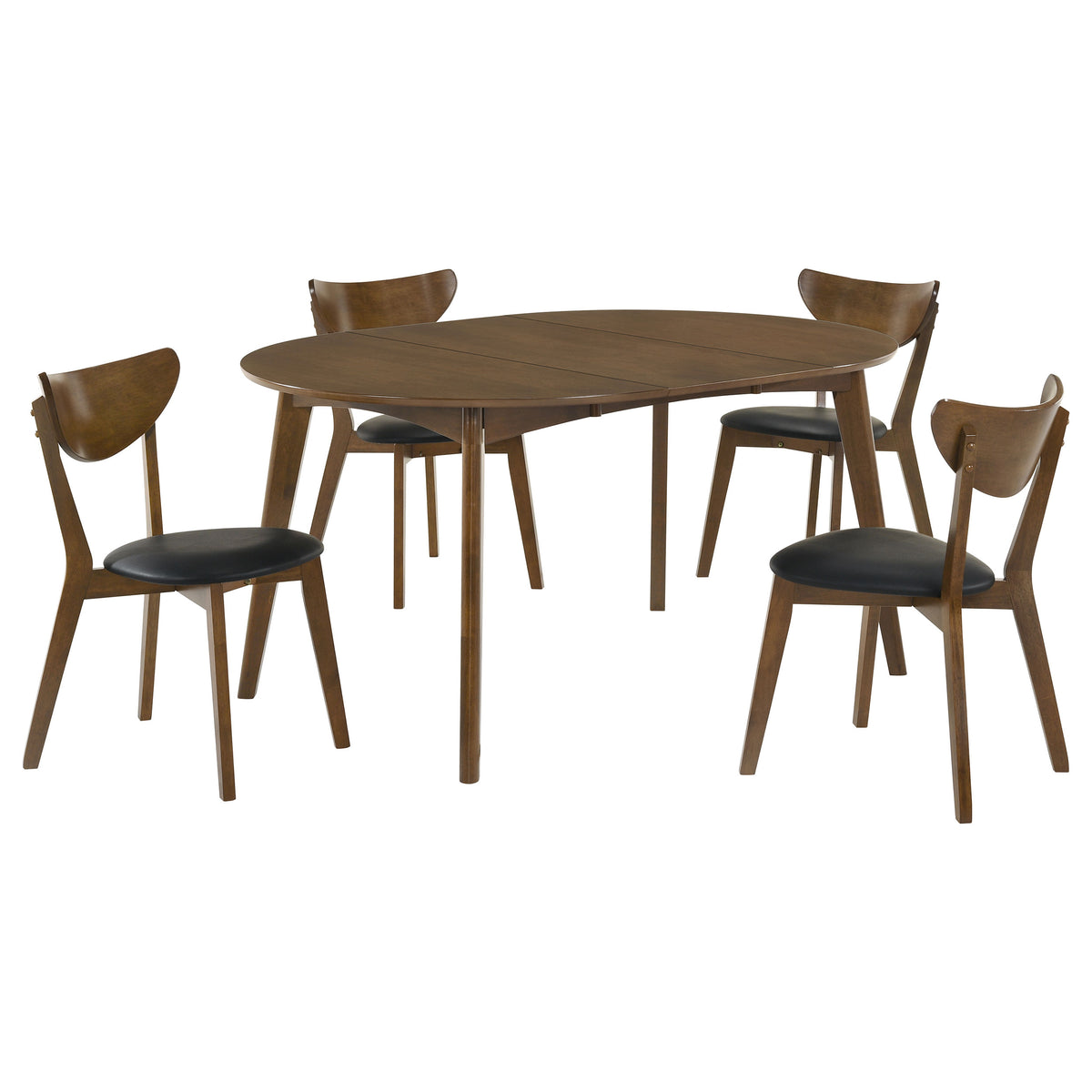 Jedda 5-piece Round to Oval Extension Dining Set Dark Walnut and Black