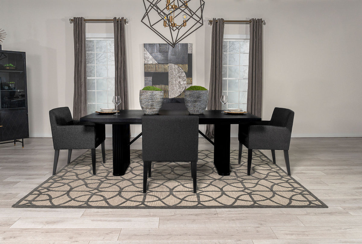Catherine 5-piece Rectangular Dining Set with Arm Chairs Black and Grey
