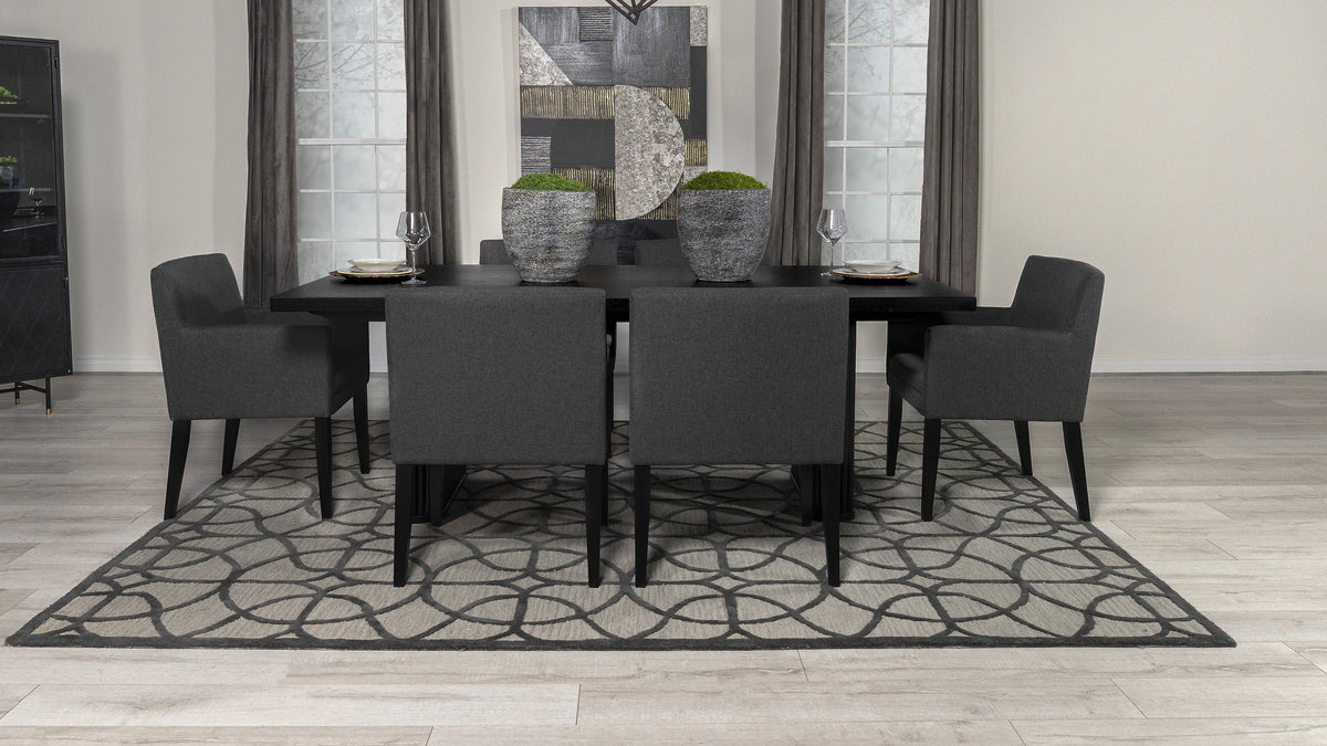 Catherine 7-piece Rectangular Dining Set with Arm Chairs Black and Grey