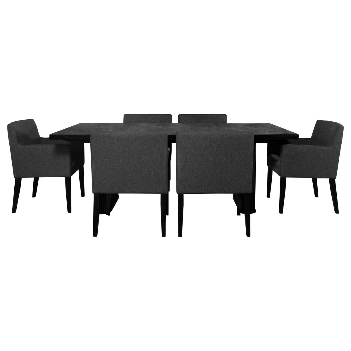 Catherine 7-piece Rectangular Dining Set with Arm Chairs Black and Grey